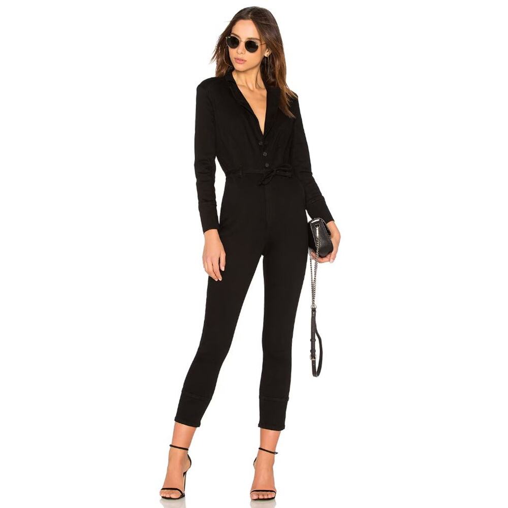 Free People Classic Black Long Sleeve Jumpsuit